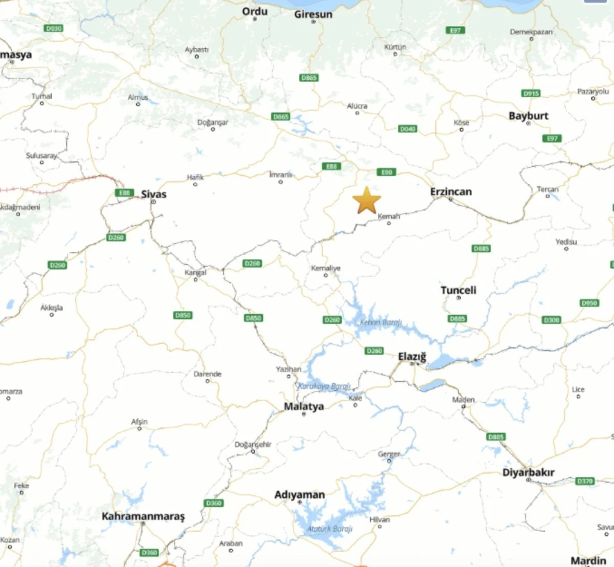 Erzincan Kemah’ta 4,9 Büyüklüğünde Deprem